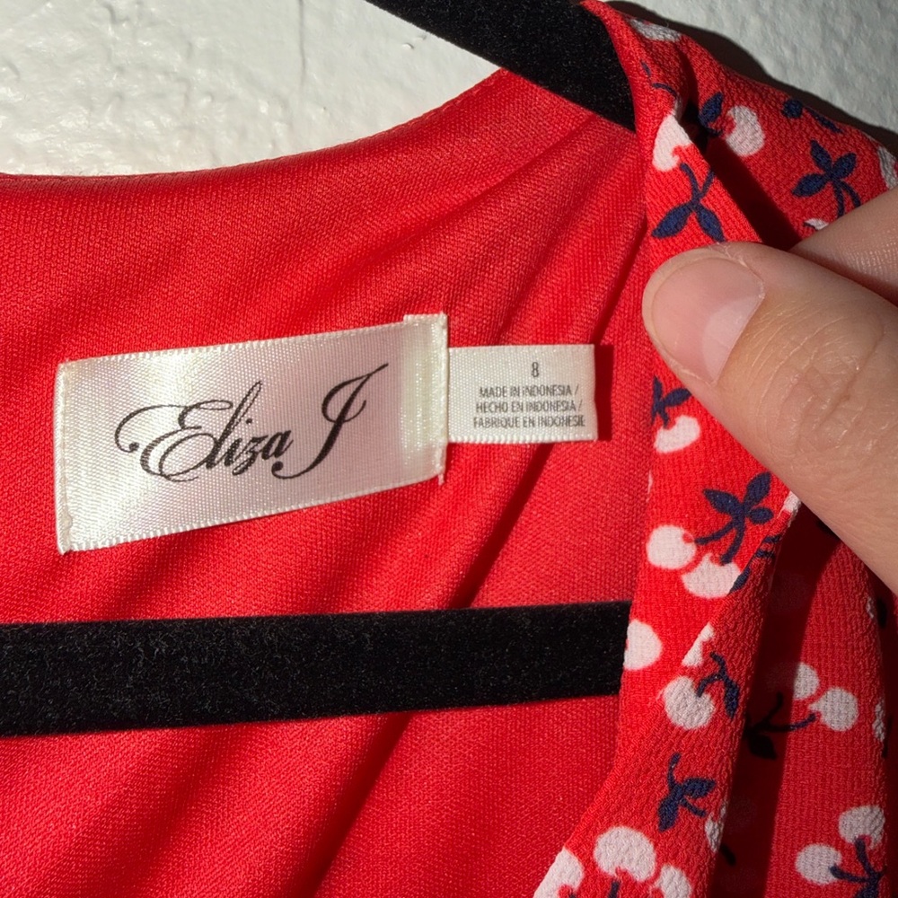 Eliza J V-Neck Flutter Sleeve Fit & Flare Dress - Picture 2 of 3